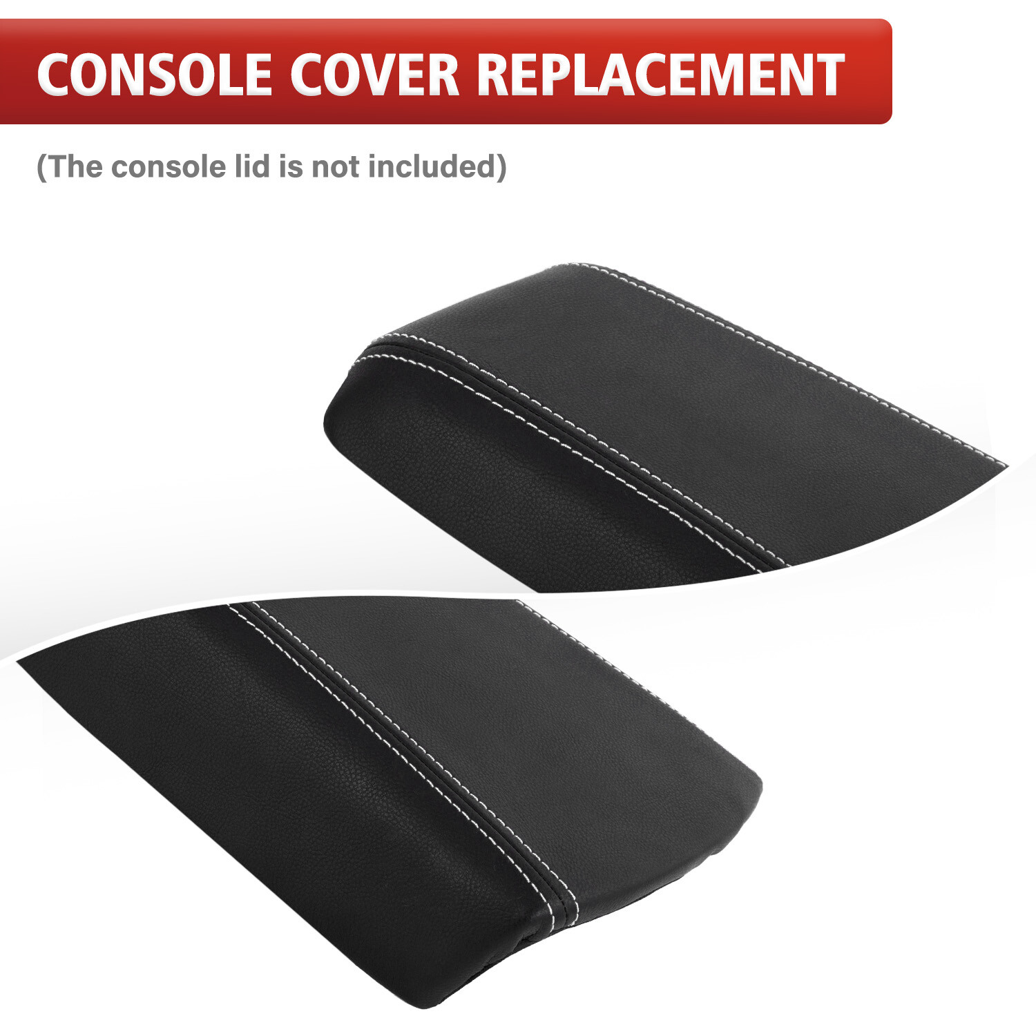 Fit 2016-2023 Nissan Maxima Center Console Lid Armrest Leather Cover Gray Stitch