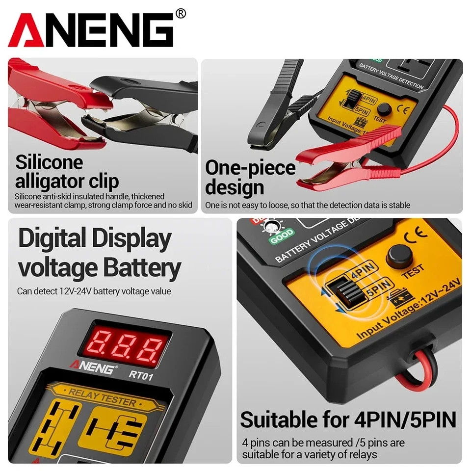 ANENG Universal Car Relay Tester Voltage Tester RT01 11-25V ar Battery