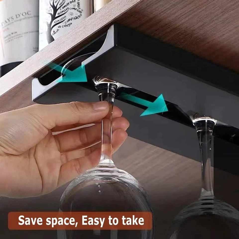 2Pack Wine Glass Holder under Shelf or Cabinet Punch Wine Glass Rack Plastic NEW