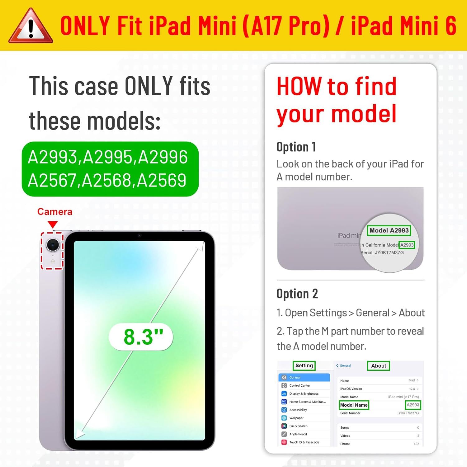 Case for iPad Mini 7 (A17 Pro) 2024/ iPad Mini 6 Rugged Cover w/Screen Protector