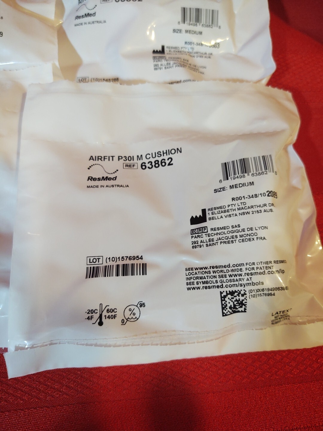 4- LOT ResMed #63862 AirFit P30i Medium Nasal Pillows. NEW SEALED.