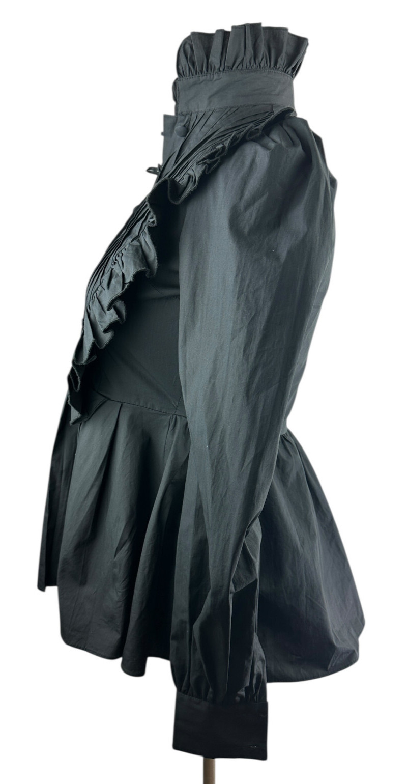 *Flawed* Victorian Choice Black Blouse Steampunk Witchy Goth Button Top Medium