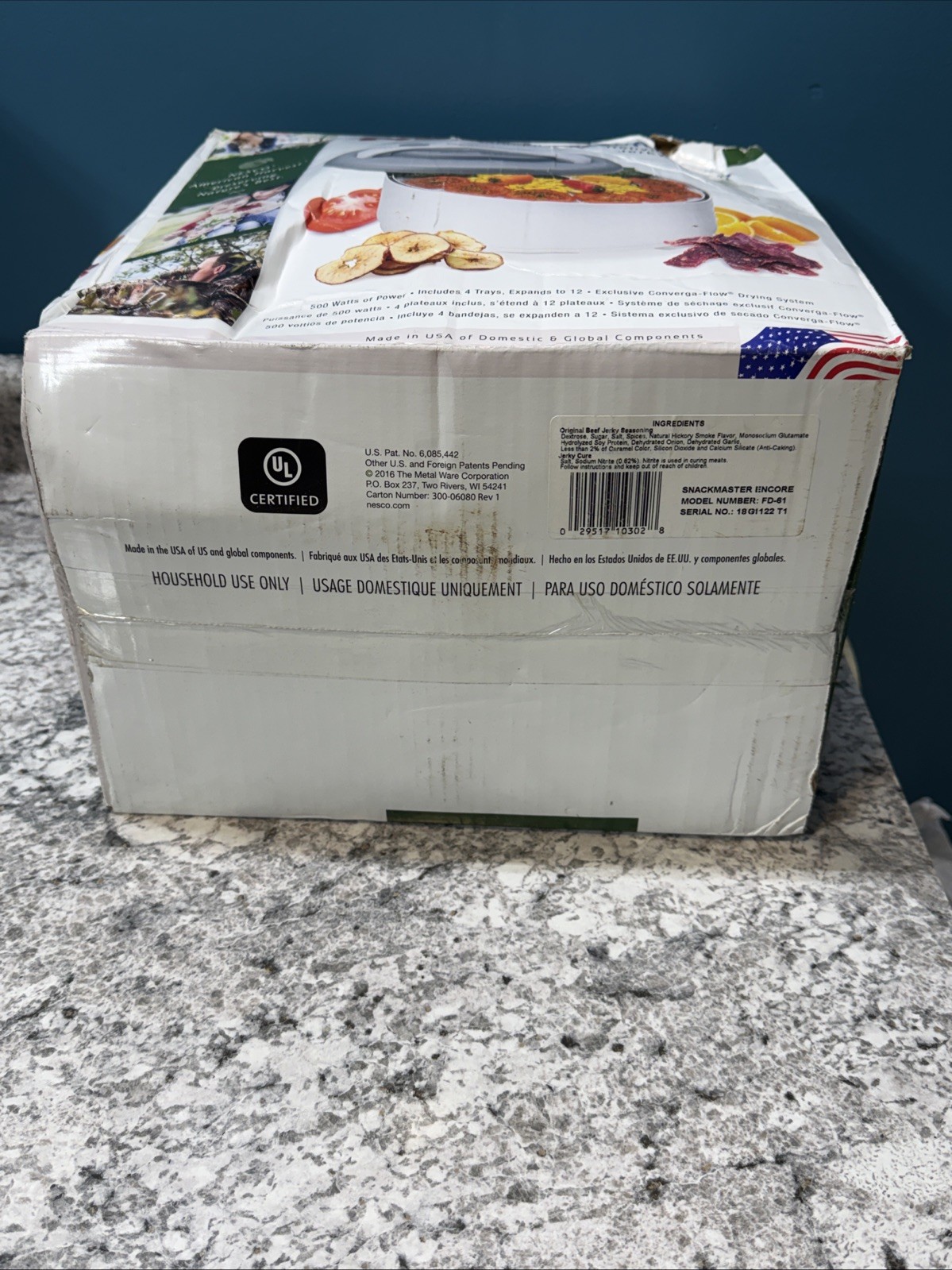 Nesco Snackmaster Encore Dehydrator Jerky Maker FD-61 500W Made in USA