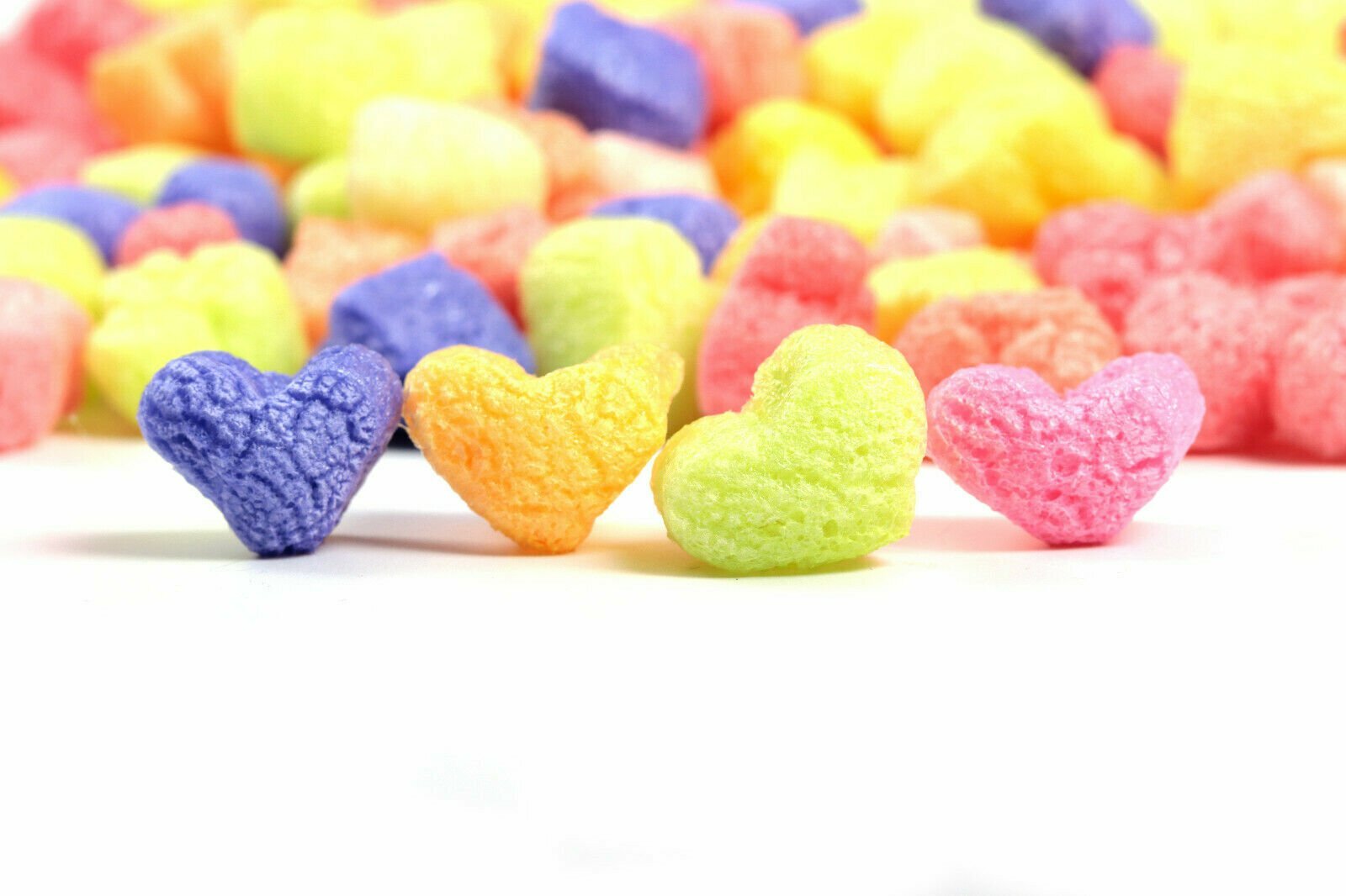 FunPak Packing Peanuts Rainbow Hearts 1.5 cu ft Compostable Biodegradable