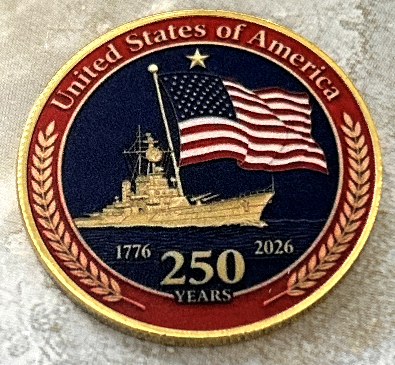 USA 250th Anniversary 1776-2026 Battleship Commemorative Coin Medal 40mm