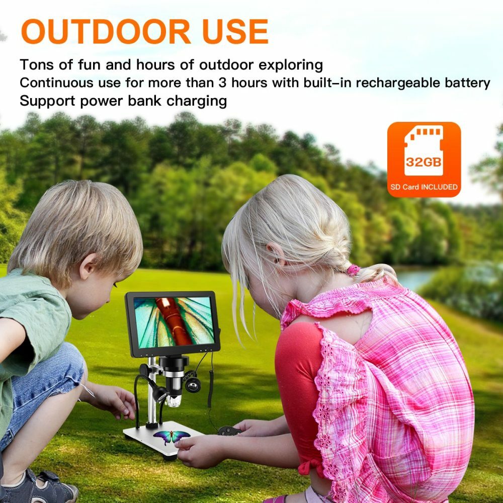 TOMLOV DM9 7" LCD Digital Coin Microscope 1200X 12MP Soldering Microscope Camera