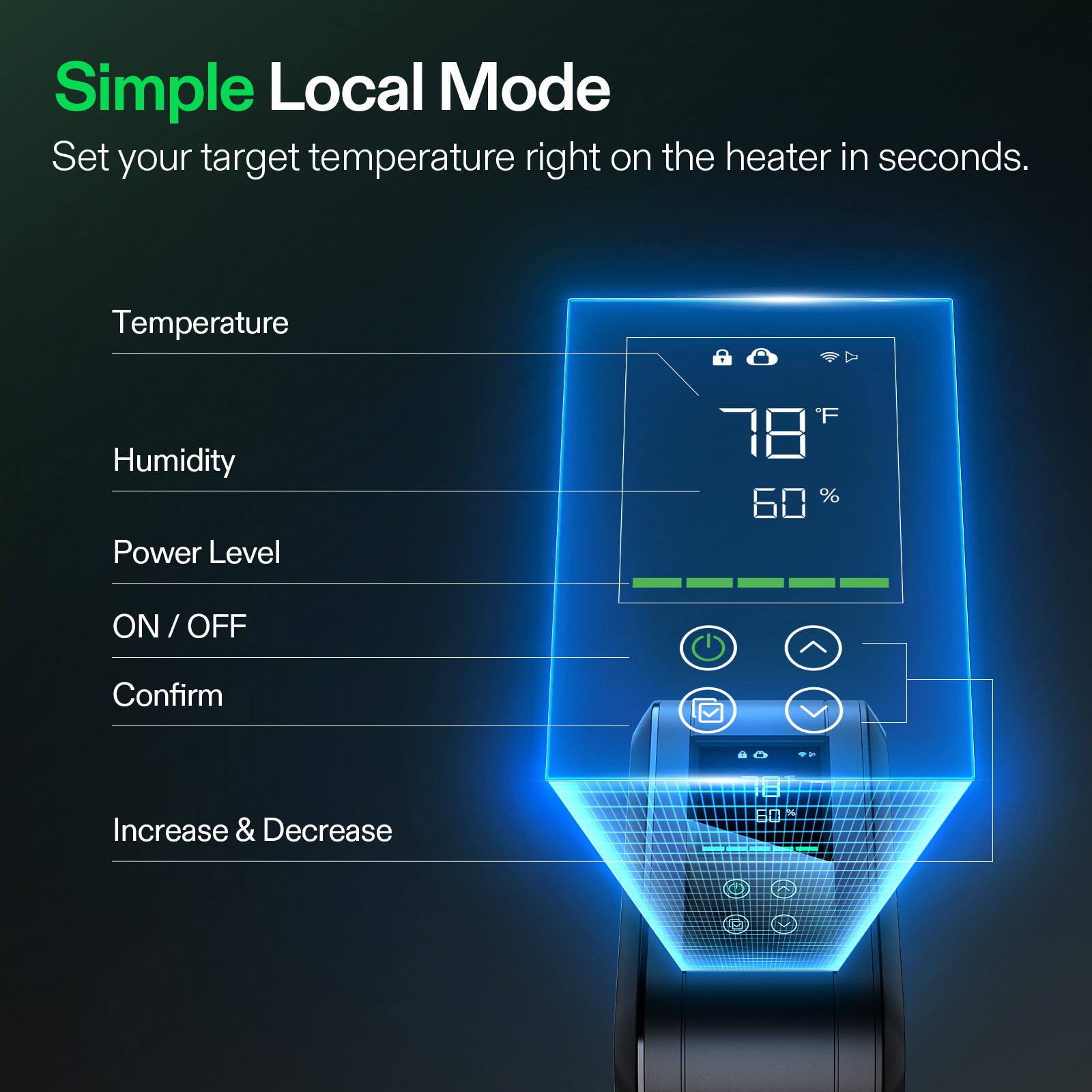 VIVOSUN 700W AeroFlux Smart Grow Tent Heater with VPD Sensor Probe APP Control