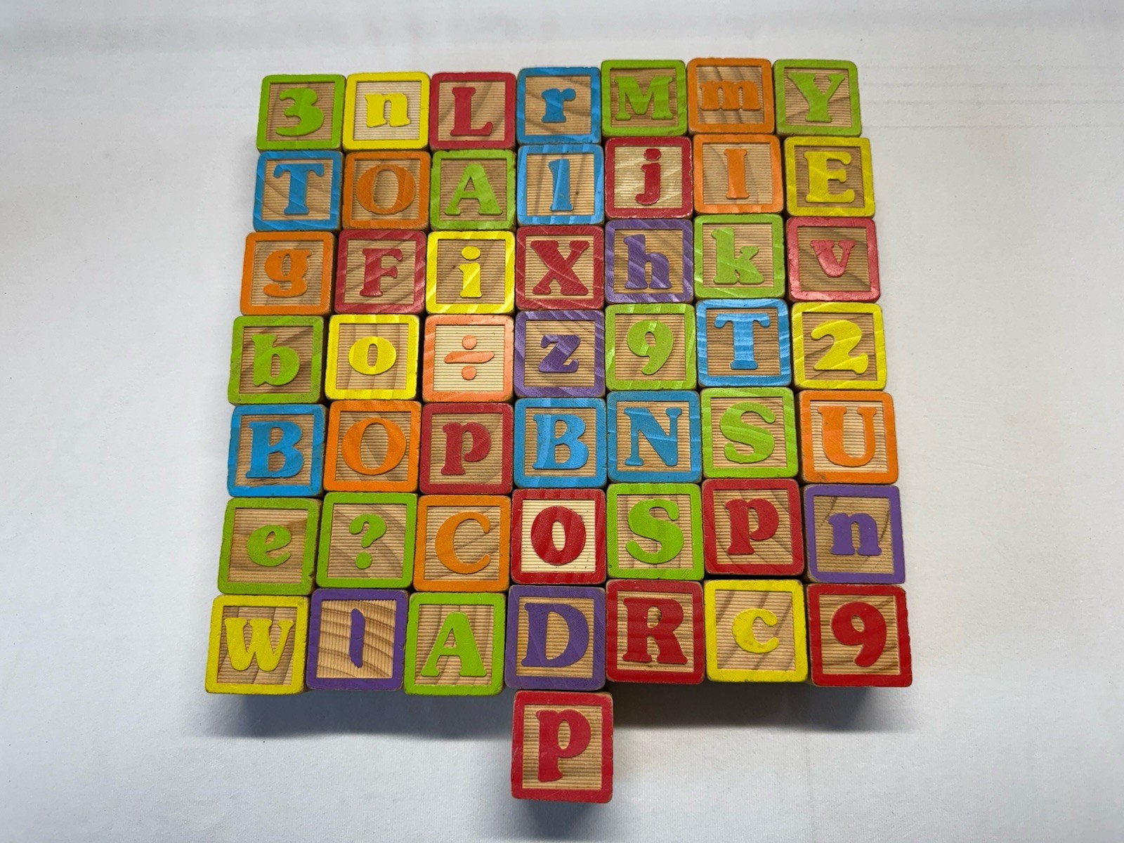 Vintage Wood Blocks 50 Letters Numbers Pics Six Sided