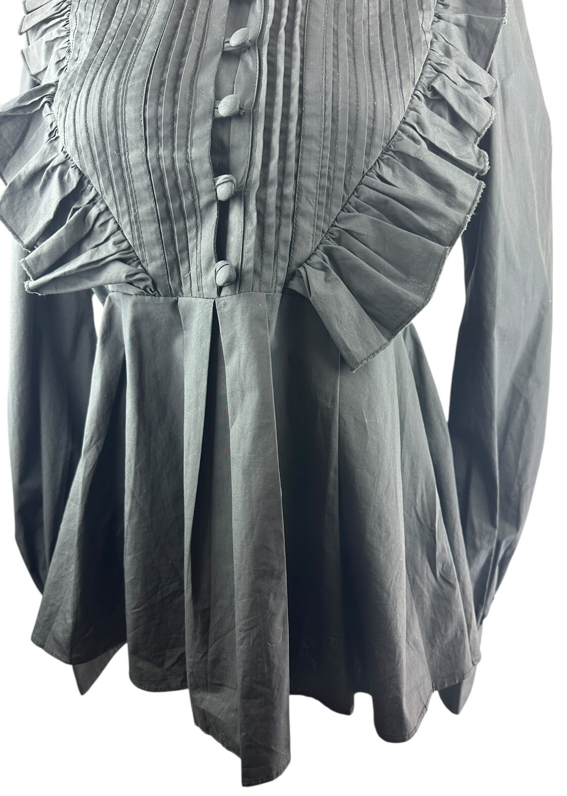 *Flawed* Victorian Choice Black Blouse Steampunk Witchy Goth Button Top Medium