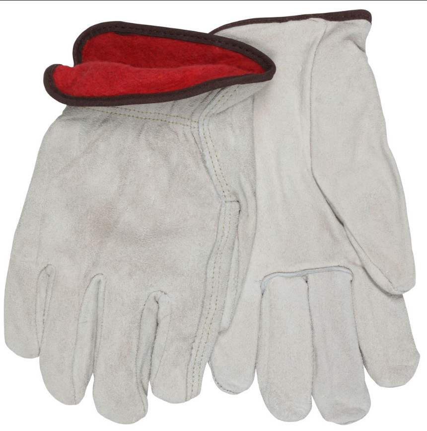 12- Cold Weather Cowhide Leather Lined Warm Winter Insulated Work Gloves MEDIUM