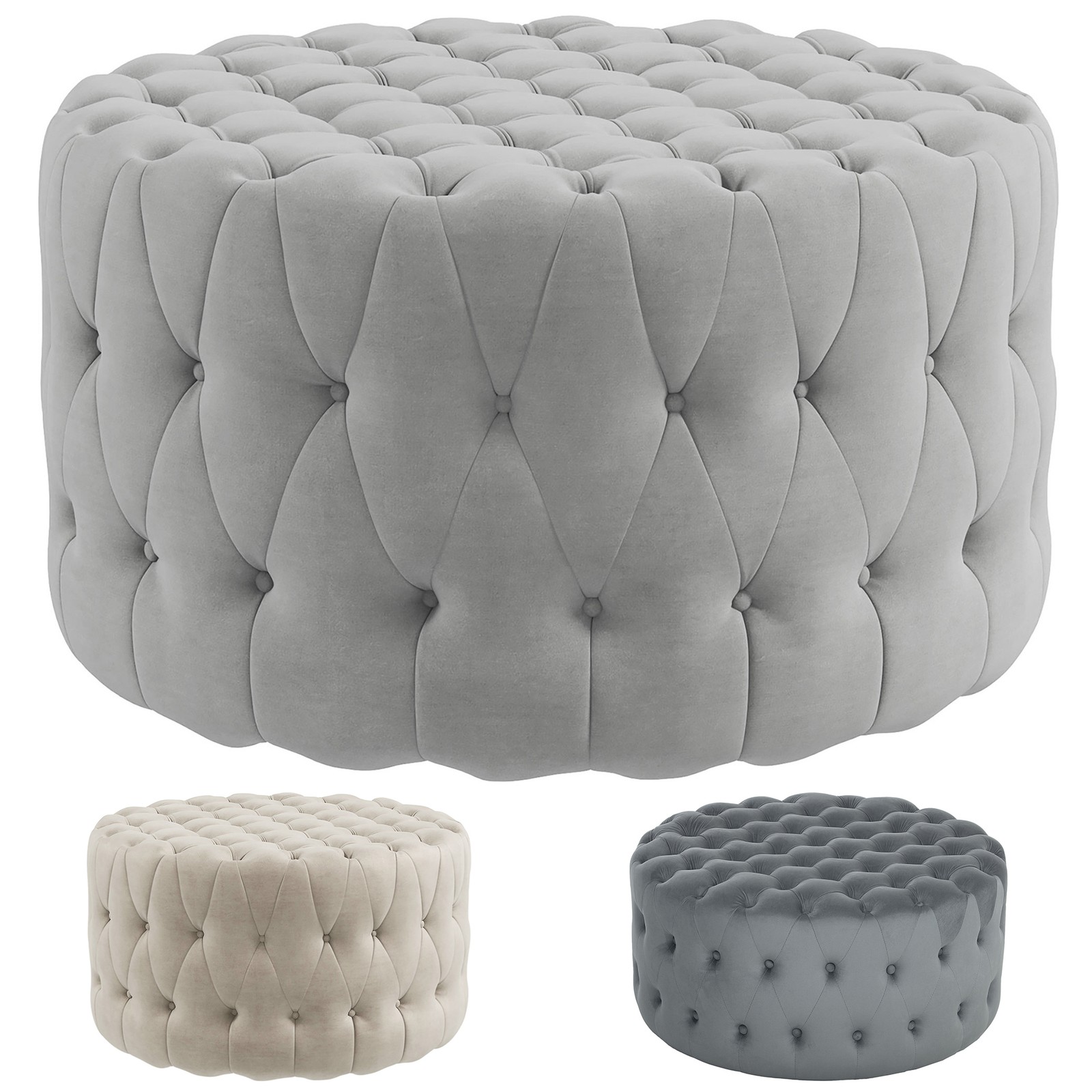 HOMCOM Button Tufted Ottoman Foot Stool with Velvet-feel Upholstery