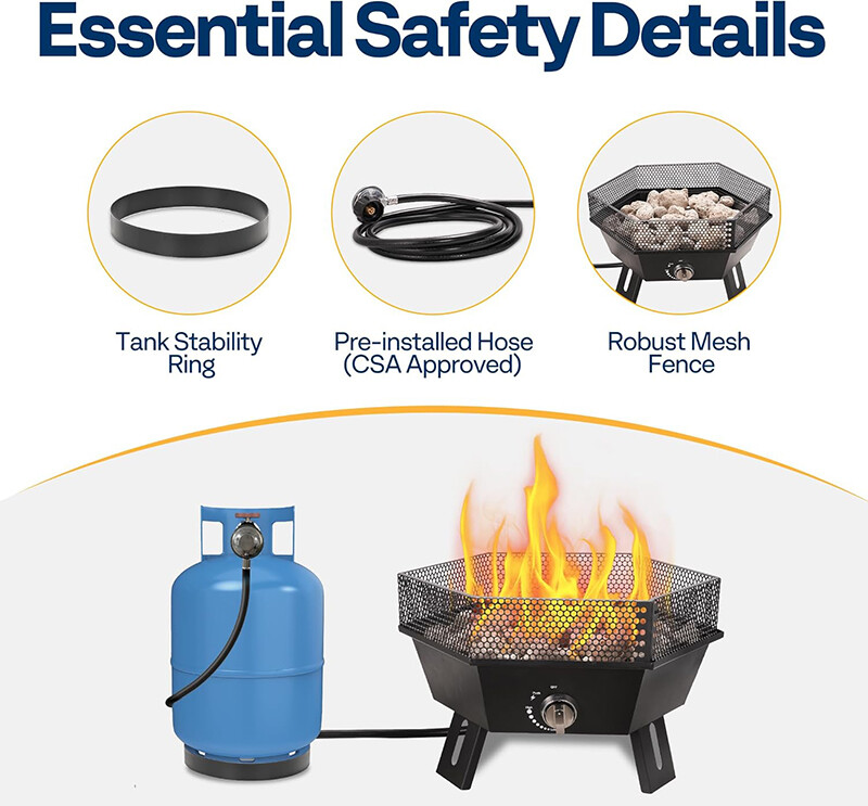 Portable Propane Outdoor Gas Fire Pit W/ Cover & Carry Kit 20-Inch 58,000 BTU