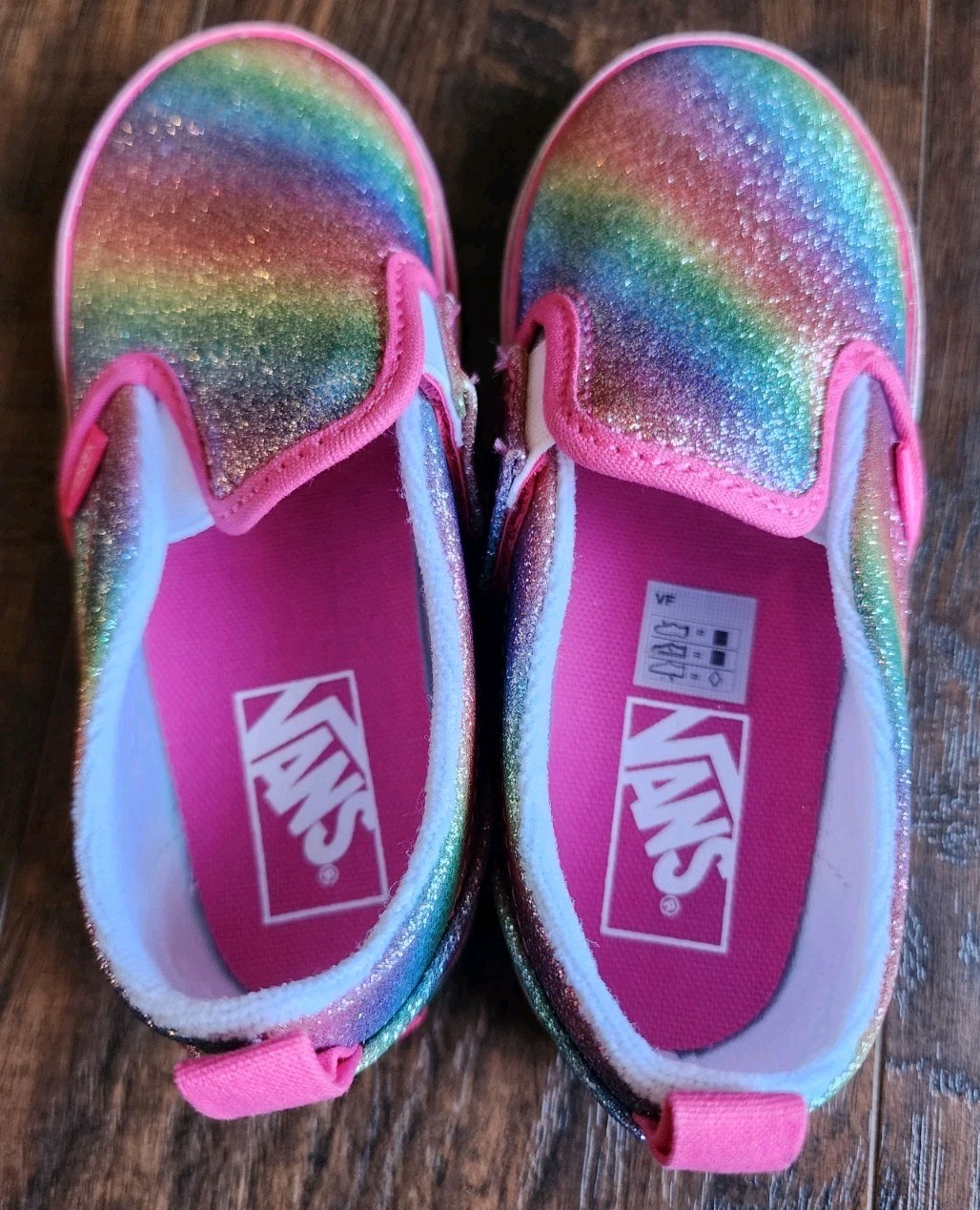 Vans Glitter Rainglow Rainbow Girls Kids Size 10 Toddler Classic Slip On Shoes