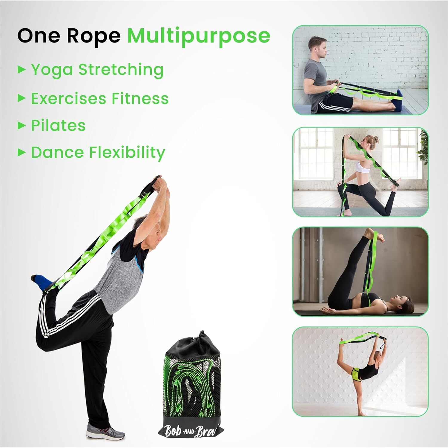 12 LoopsYoga Stretch Strap for Stretching Physical Therapy For Pilates Trainers