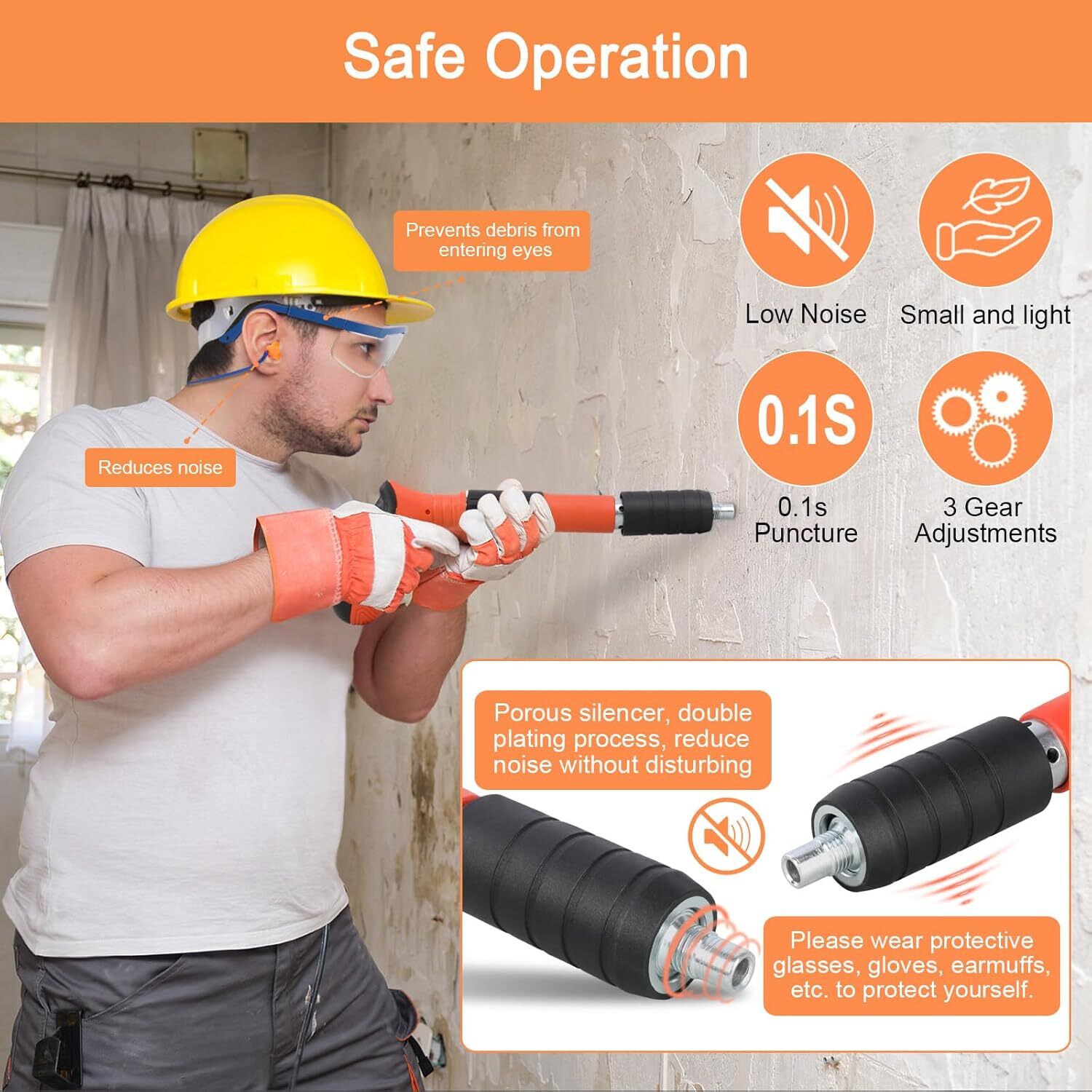 Concrete Nail Gun Kit 50 Pcs Nails Manual Steel Nail Gun Wall Fastening Tool Set