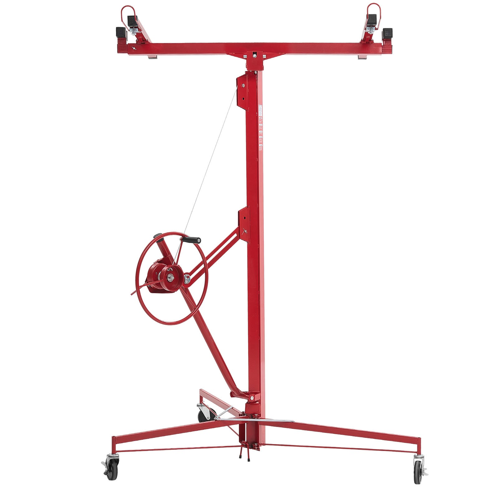 Uimoso 16ft Drywall Hoist, 150 lbs Capacity Adjustable Arm, Lockable Wheels, Red