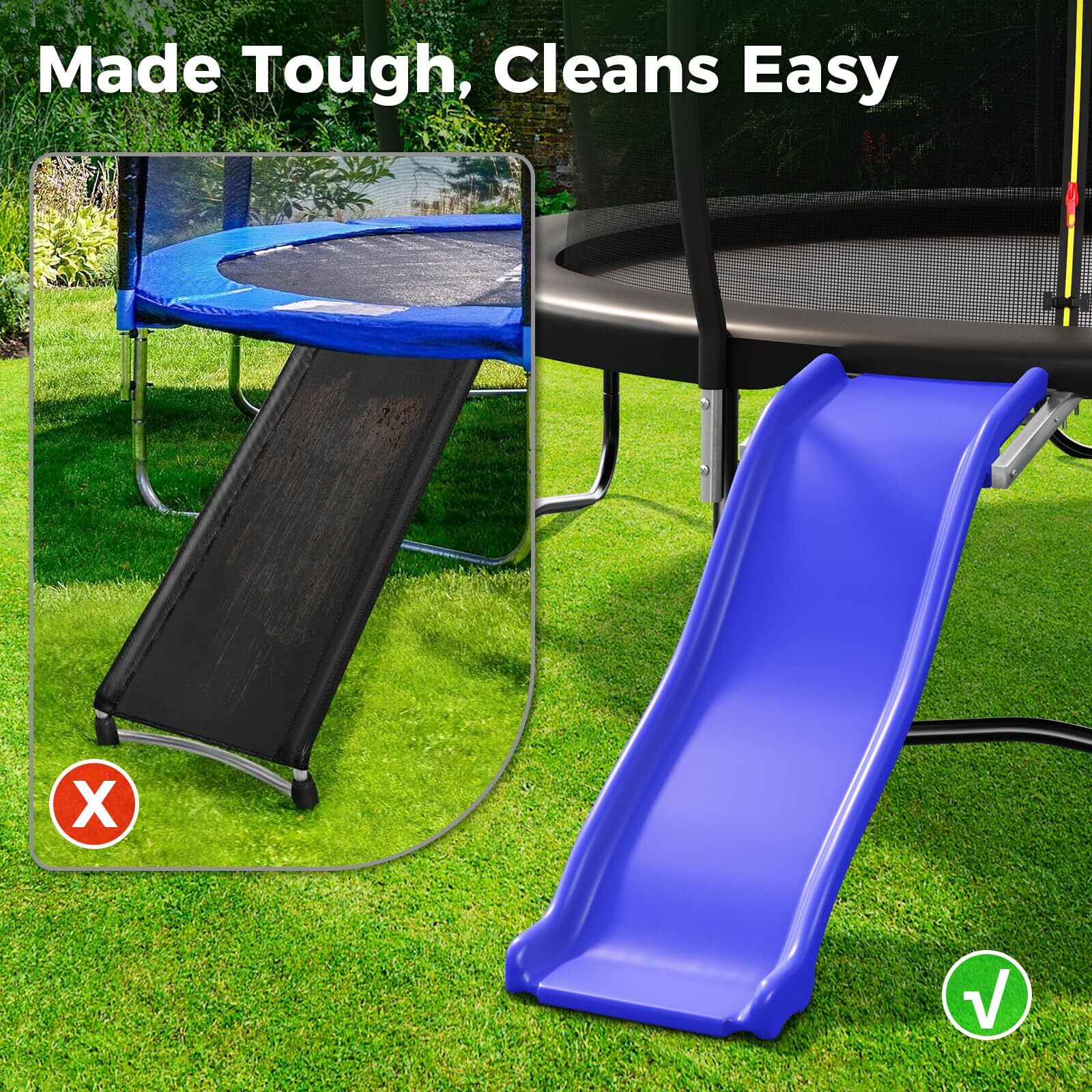 Lyromix Universal Plastic Trampoline Slide for 8-16FT Heavy Duty Outdoor Slide