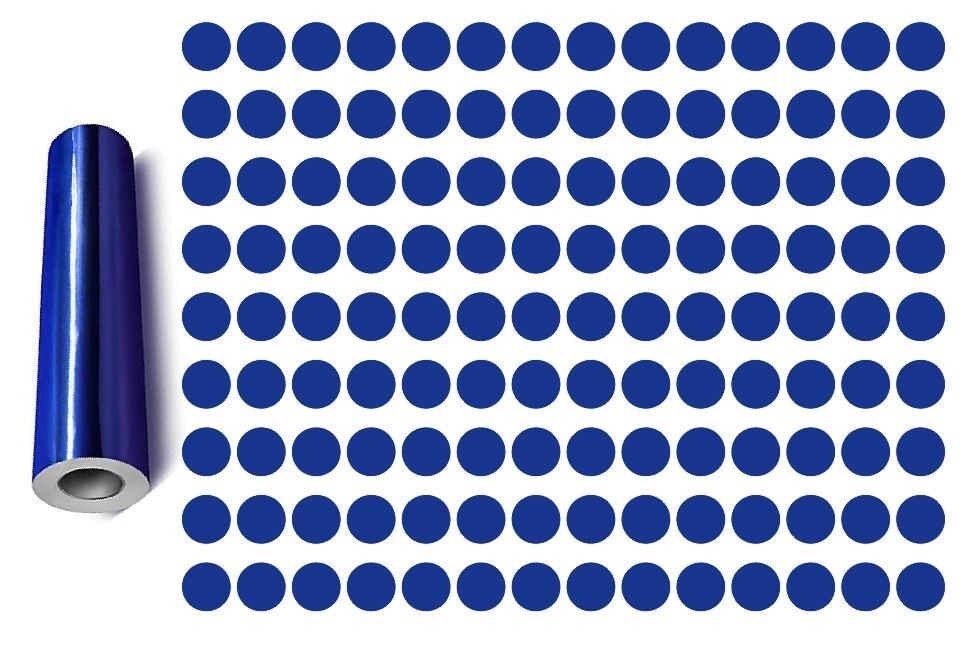 Dots Round Vinyl Color Coded Inventory Label Chrome Blue 1/4 Inch Stickers