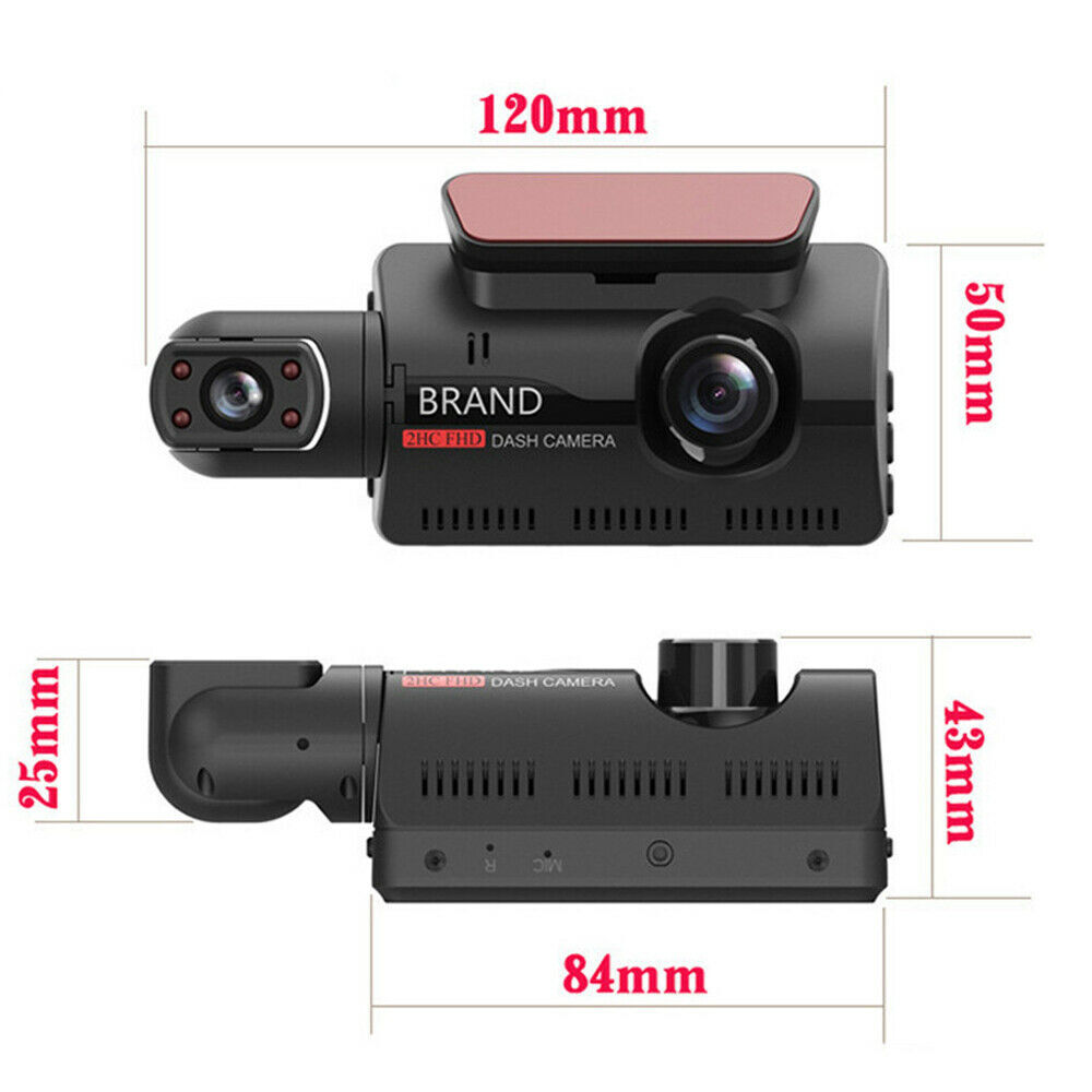 1080P Dual Lens Car DVR Dash Cam Video Recorder G-Sensor Front and Inside Camera