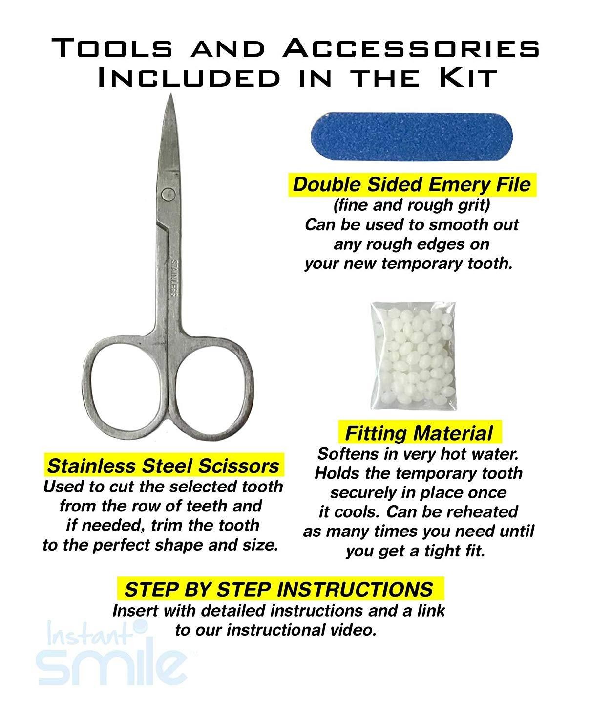 Instant Smile 30 Assorted Temporary Tooth Kit Deluxe 3 Shades Replacement Kit