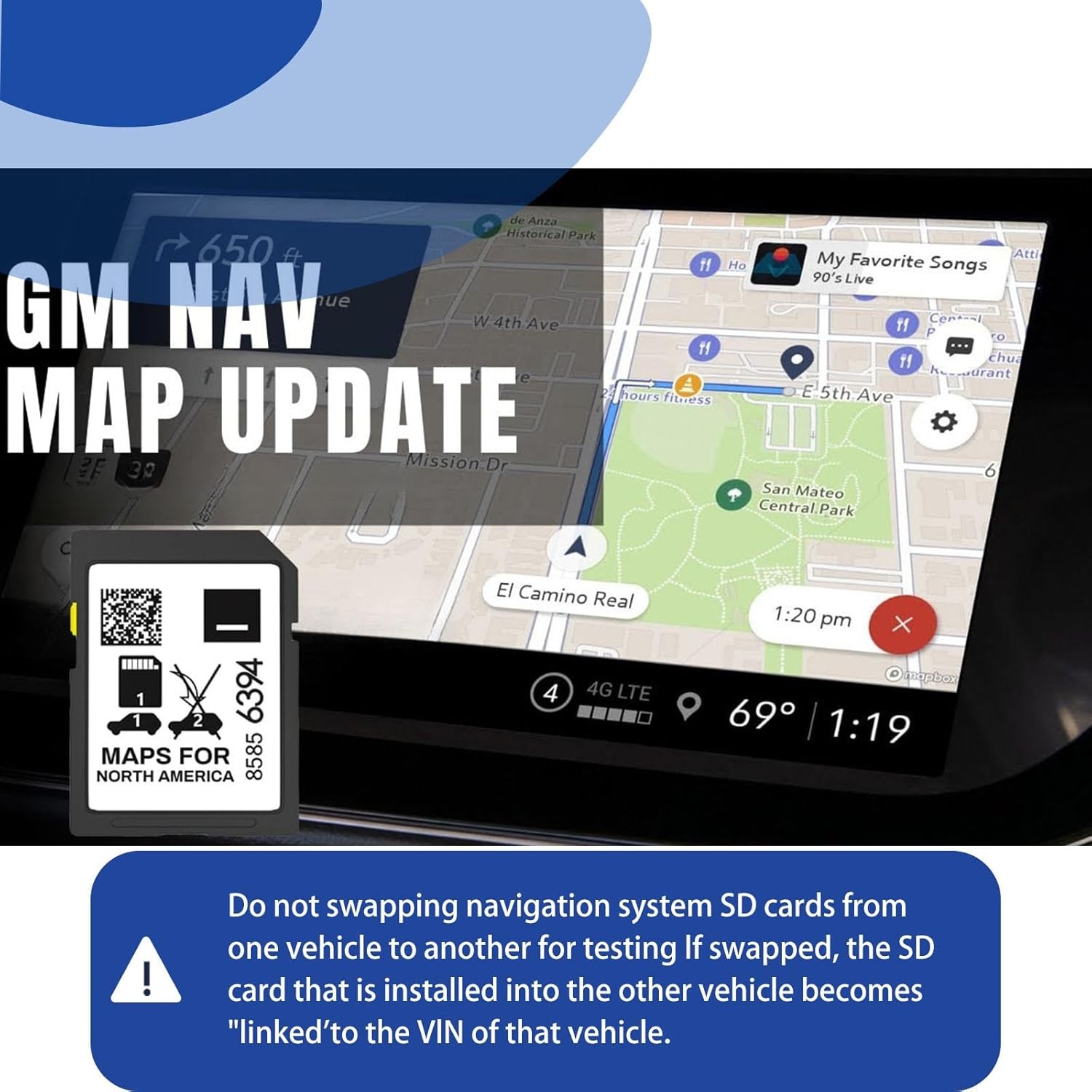 2025 Release GPS Navigation SD Card Compatible with GMC Chevry Cadilla Buick,Sil
