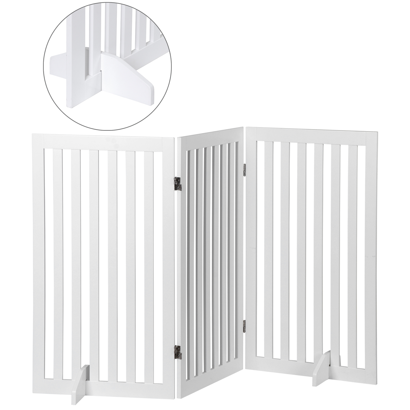 36'' H Foldable Pet Dog Gate Freestanding Dog Carrier for Doorway Indoor White