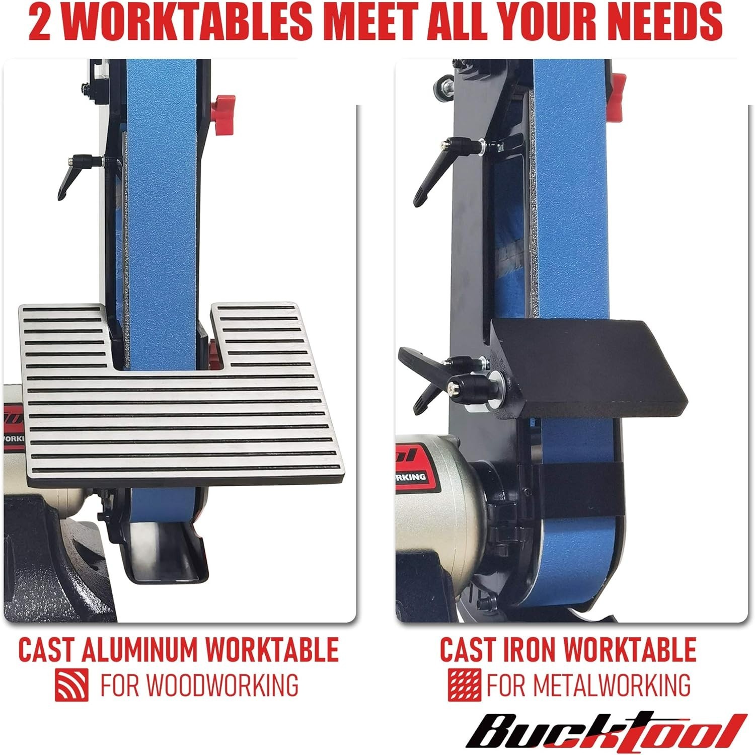Bucktool Combo 2" x 42" Belt Sander 6" Bench Grinder, Knife Sharpener