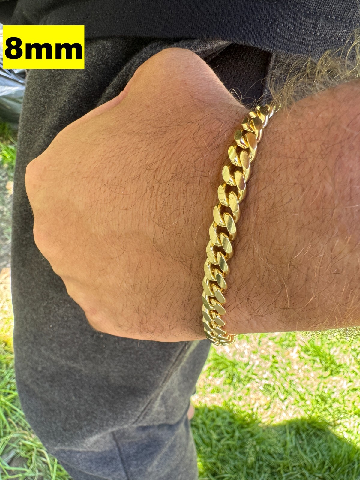 Mens Real Solid 14k Gold Vermeil 925 Silver Miami Cuban Bracelet 4-10mm 6.5-9"