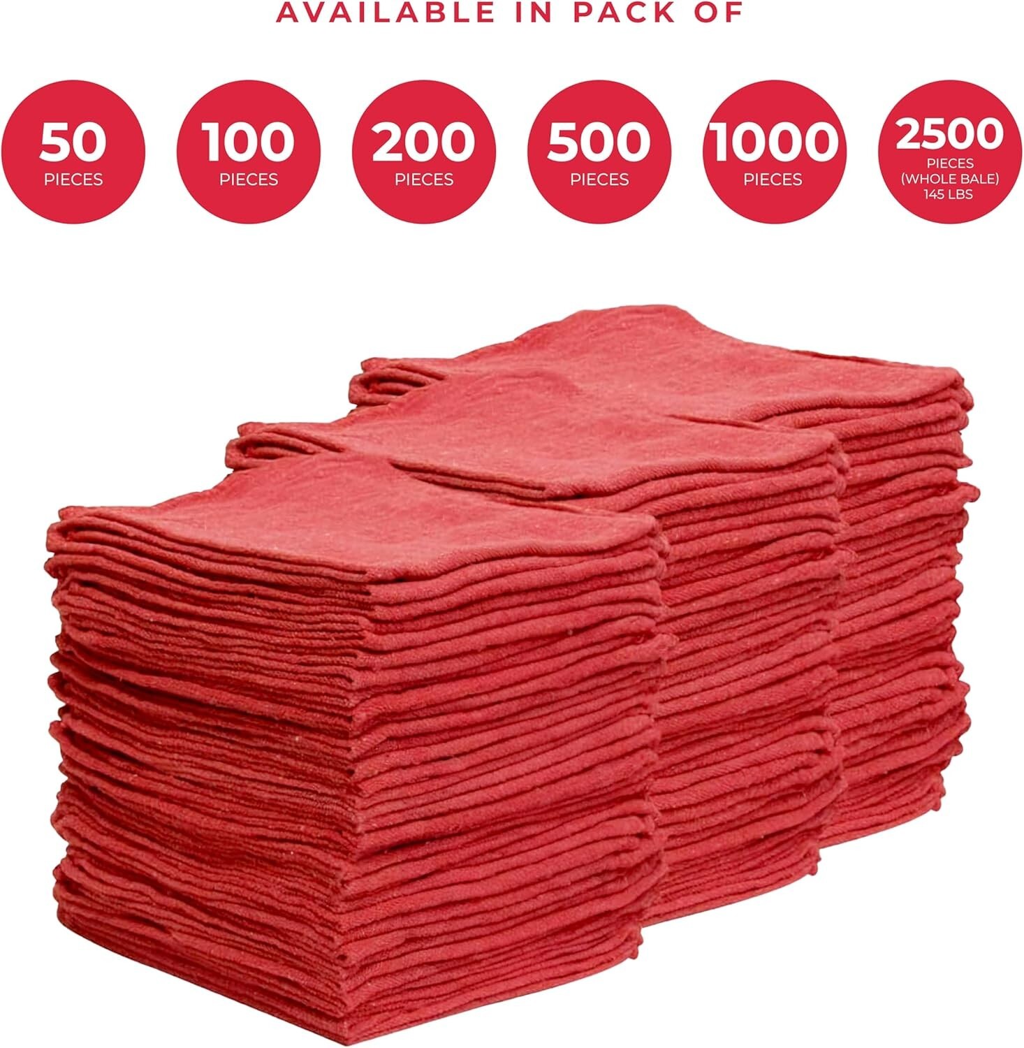 500 Pieces Red Shop Towels Large 15x14 Cleaning Rags, Fast Free Shipping