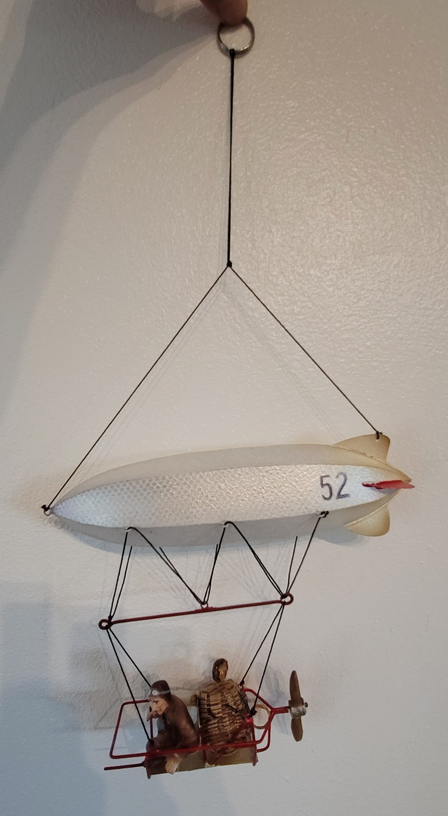 9.5" Steampunk Zeppelin, Airship Blimp Hanging Mobile Pilot Map Basket Propeller