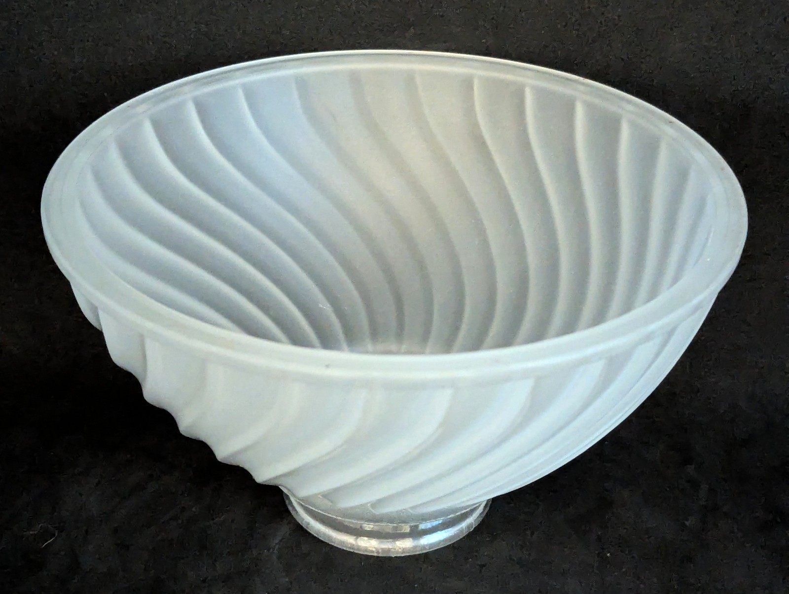 NOS! Frosted Swirl 6-1/2” dia. Low Bowl Glass Light Shade 2-1/4” Fitter VG Cond.