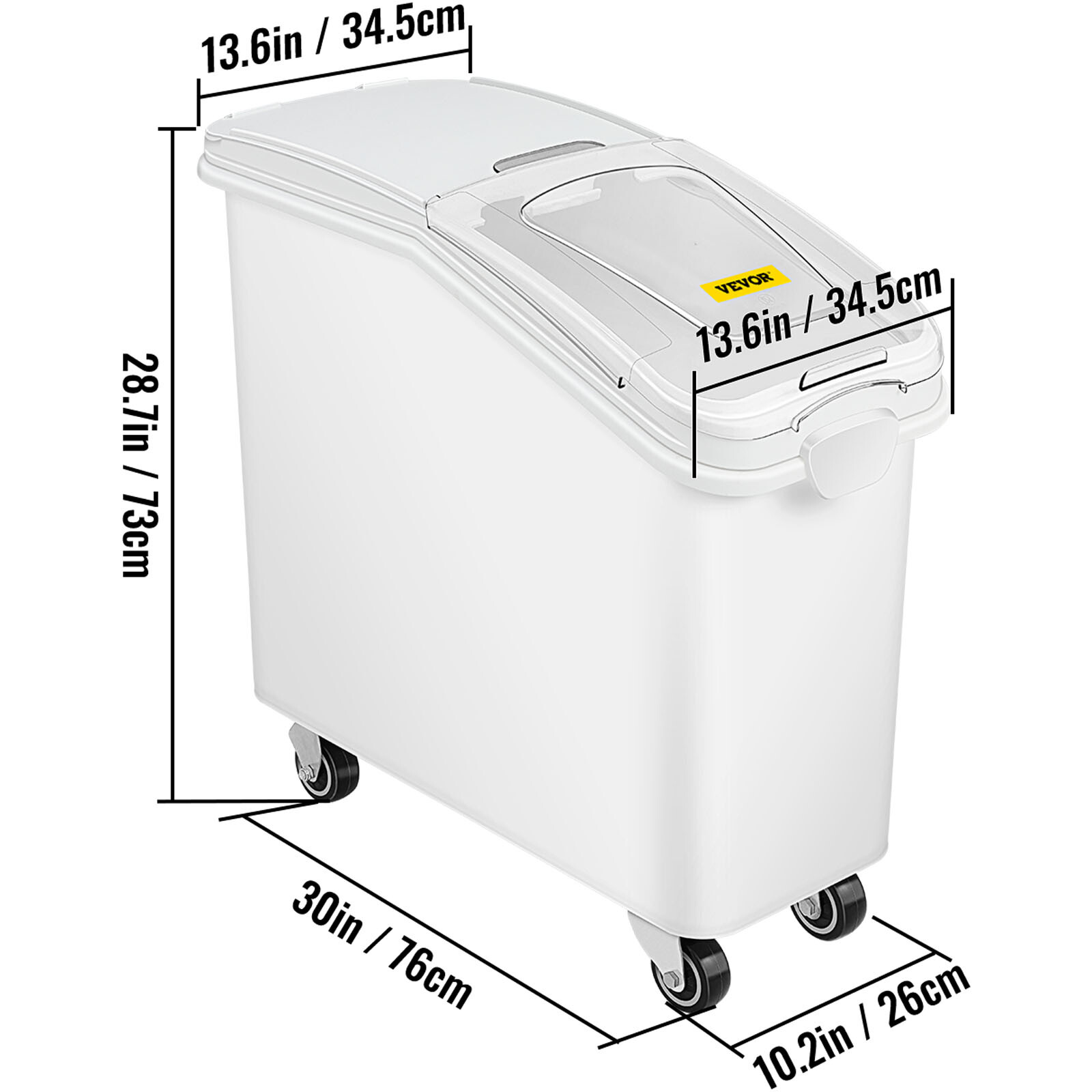 VEVOR Dry Ingredient Bin 21 Gallon Storage Bin w/ Caster Restaurant Kitchen