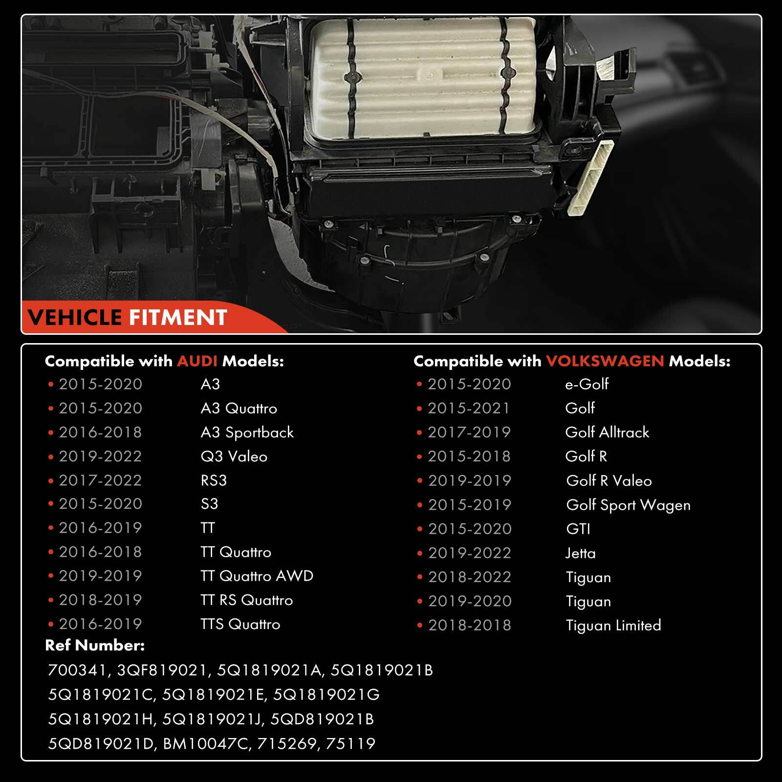 HVAC Blower Motor & Resistor for Audi A3 A3 Quattro 18-20 Q3 VW Golf GTI 15-21