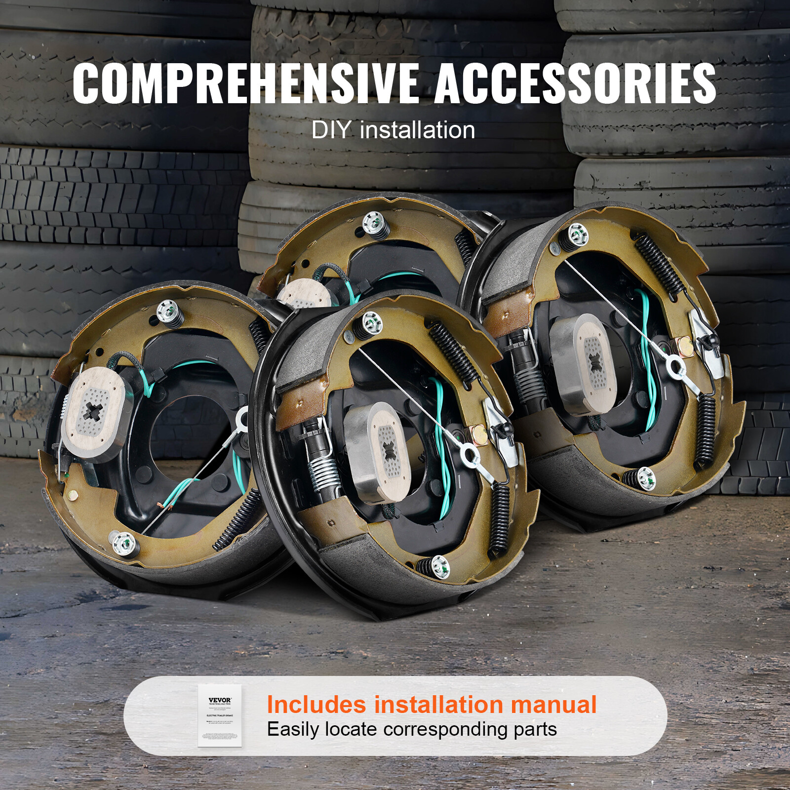 VEVOR Electric Trailer Brake 10"x2-1/4" Self-Adjusting Assembly 2 Pairs 3500 lbs