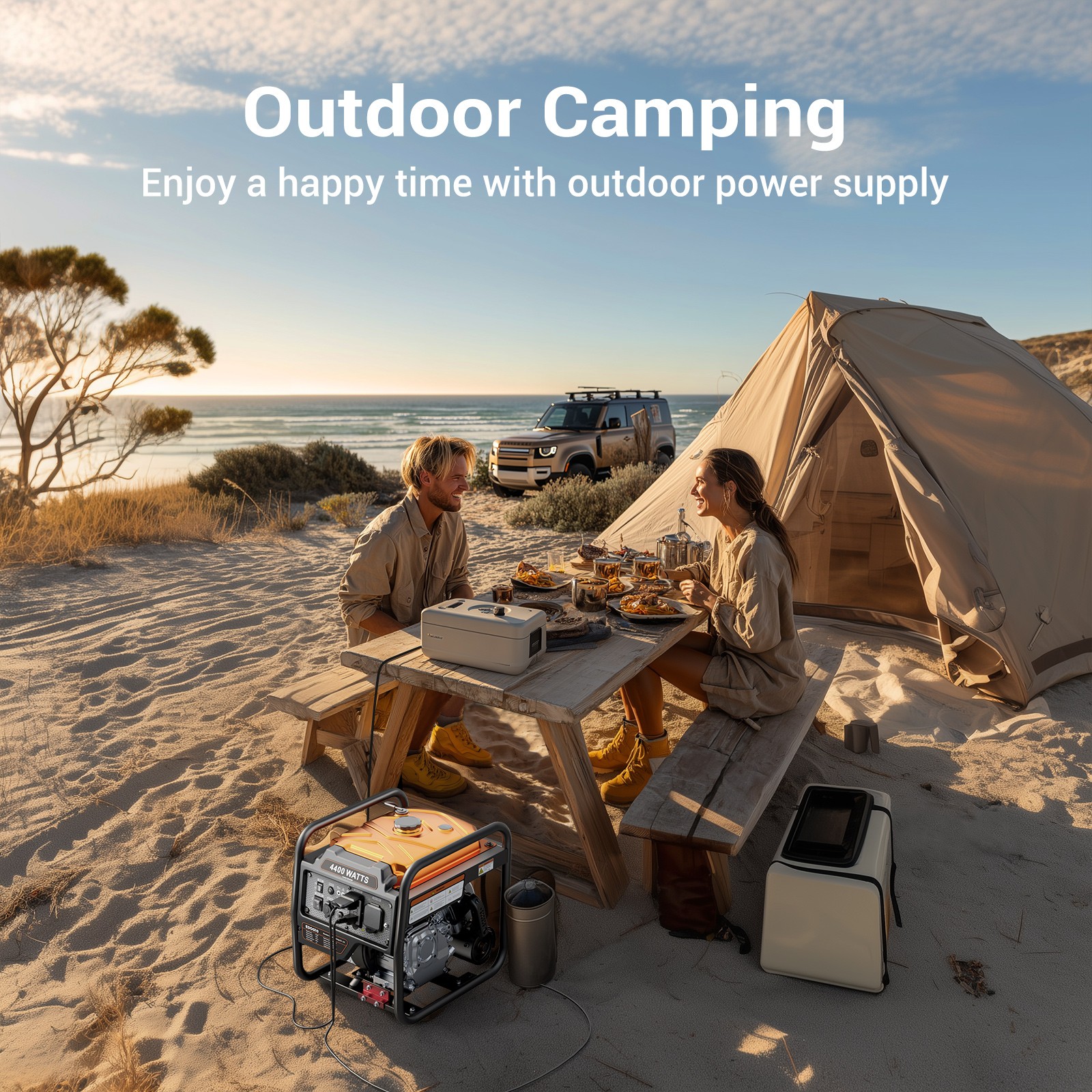 Efurden 4400W Portable Inverter Generator Gas Powered ECO for Home Backup Camp