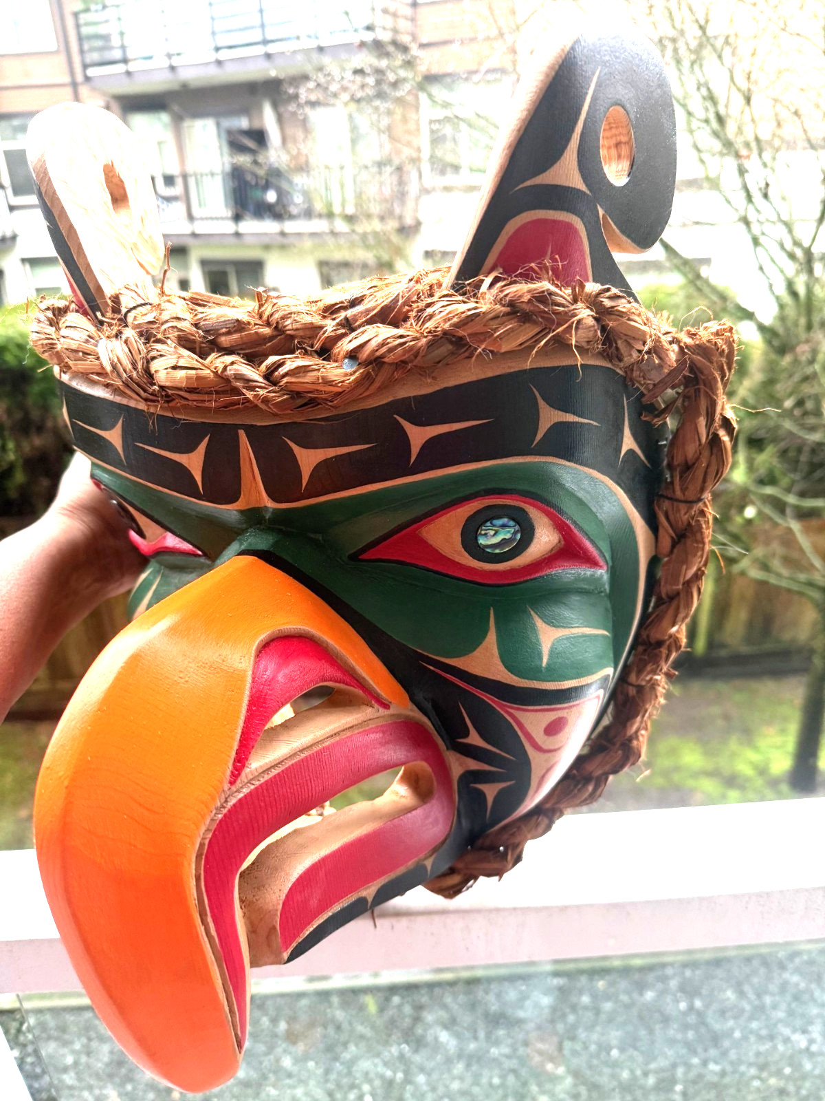 Northwest Coast Native Art Huge Thunder Bird mask carving