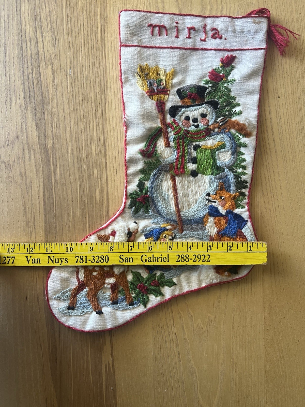 Vtg Christmas Stocking Crewel Friends Of The Snowman Sunset Stitch 1982 MIRJA