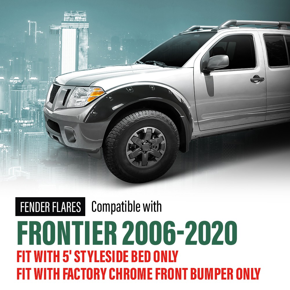 Pocket Rivet Bolt On Fender Flares Fit For 2006-2020 Nissan Frontier 5' Bed