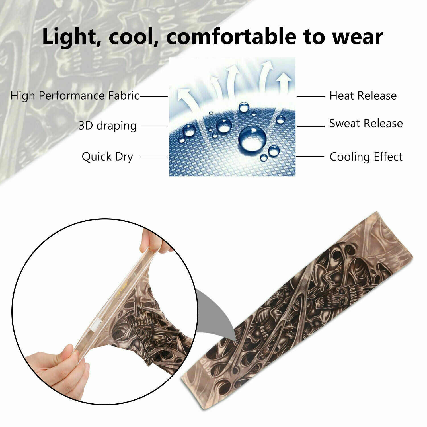 6 Pairs Cooling Arm Sleeves Outdoor Sport UV Sun Protection Arm Cover Tattoo Art