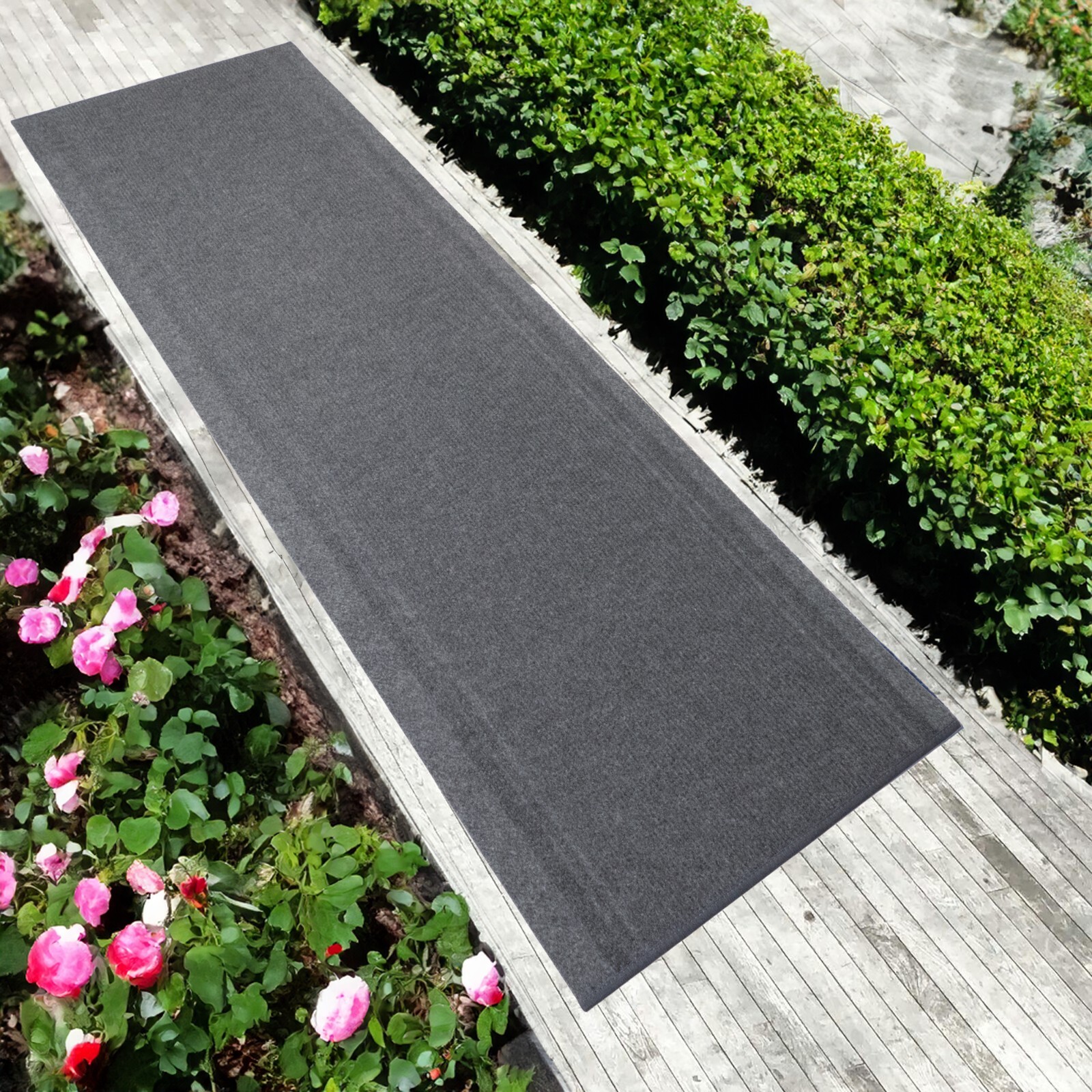 Anti Slip Light Weight Low Profile Gray Rug Runner Hallway Office Outdoor