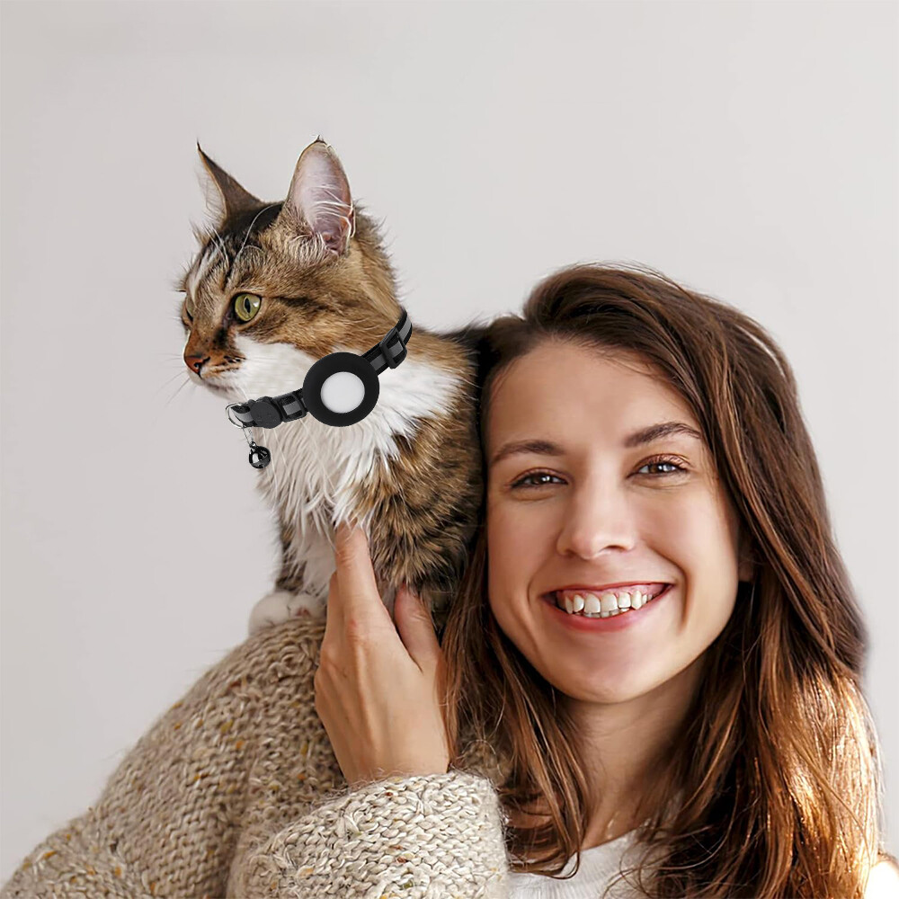 Pet Collar with Bell for Small Dogs and Cats Apple AirTag Case Cover Anti-Lost