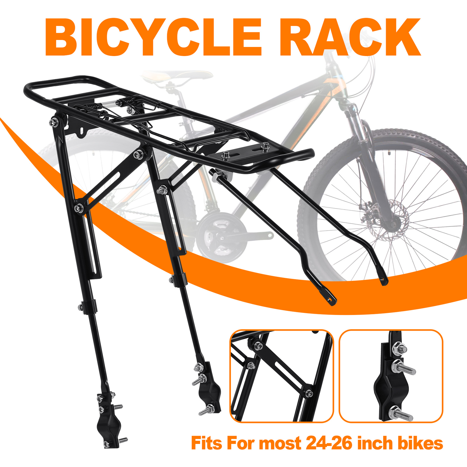 Rear Bike Rack Cargo Alloy Luggage Carrier Mountain Road Bicycle Holder Black