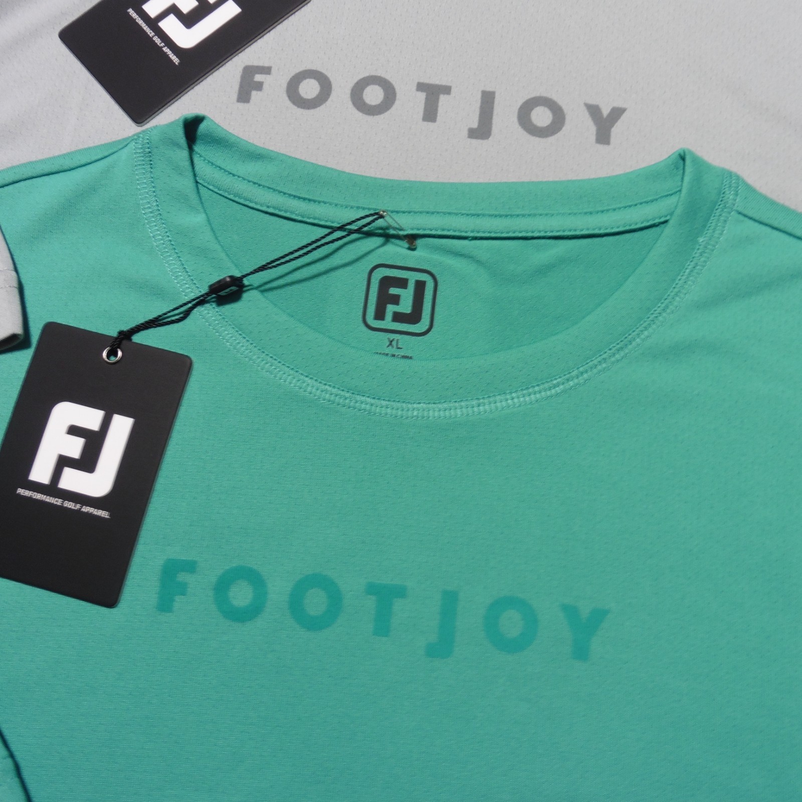 FOOTJOY Mens XL T SHIRT TRAINING WORKOUT GOLF POLYESTER GREY BLUE GREEN