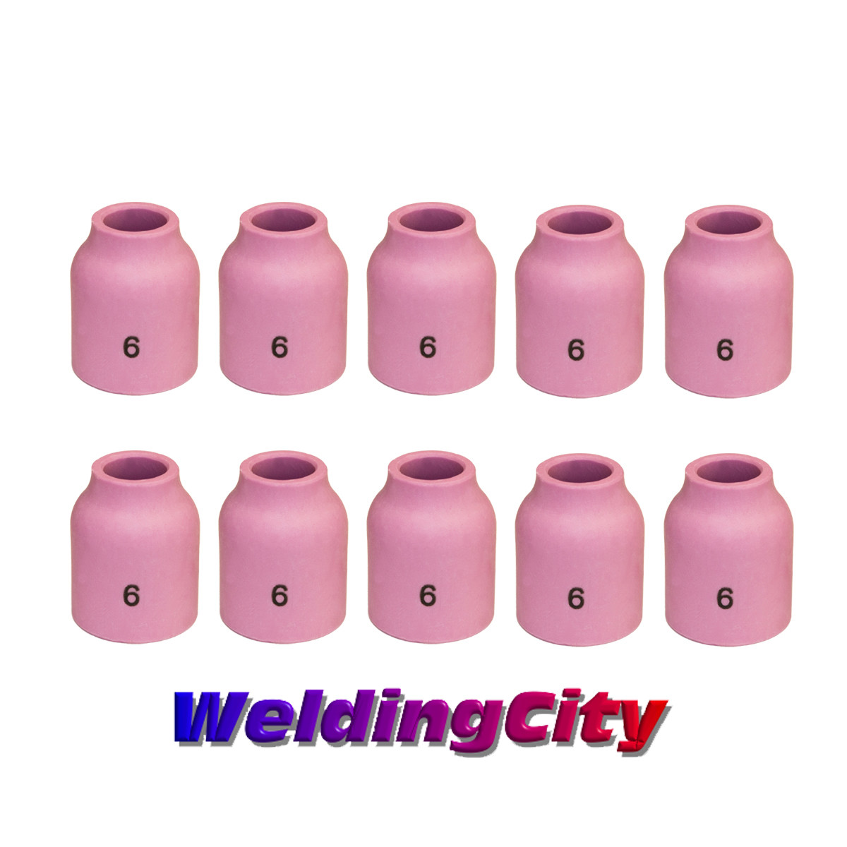 WeldingCity® 10-pk Ceramic Gas Lens Cup 53N60 #6 3/8" TIG Welding Torch 9/20 USA