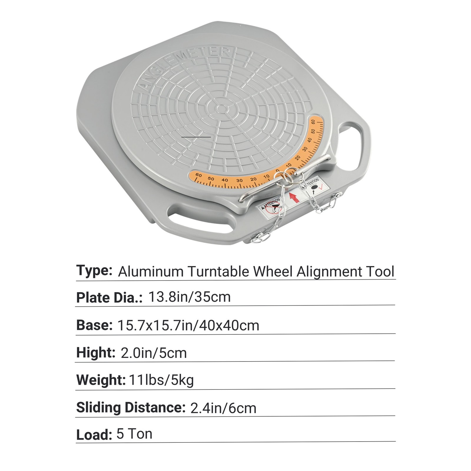 5T Load Capacity 2 Magnesium Alloy Wheel Alignment Turn Plates Turntable Plates