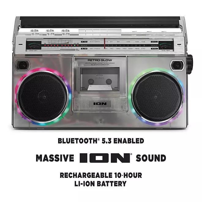 ION Audio Retro Glow Boombox with Cassette Player and Radio - ION RETROGLOW