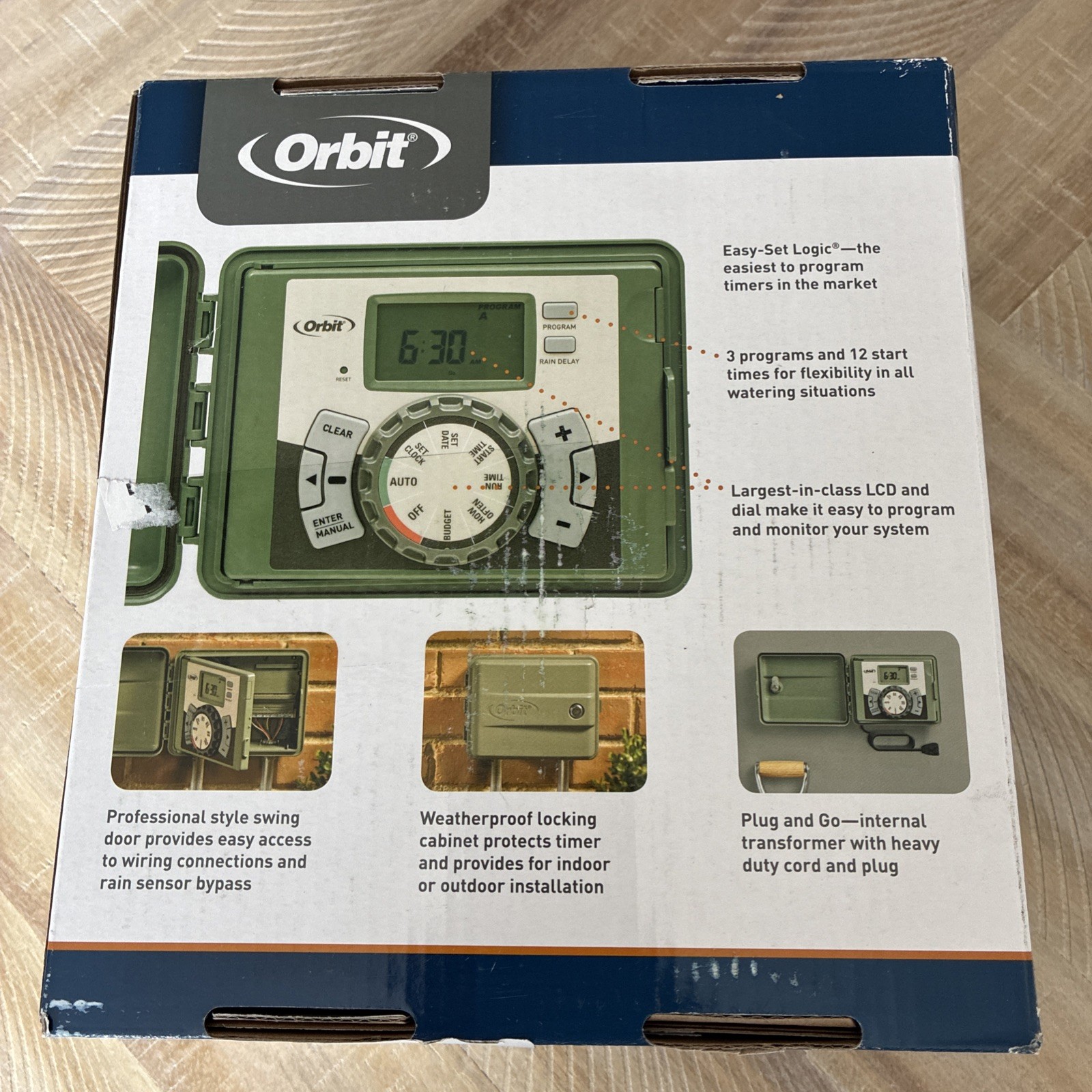 Orbit 57896 6 Station Indoor or Outdoor Swing Panel Sprinkler System Timer Green