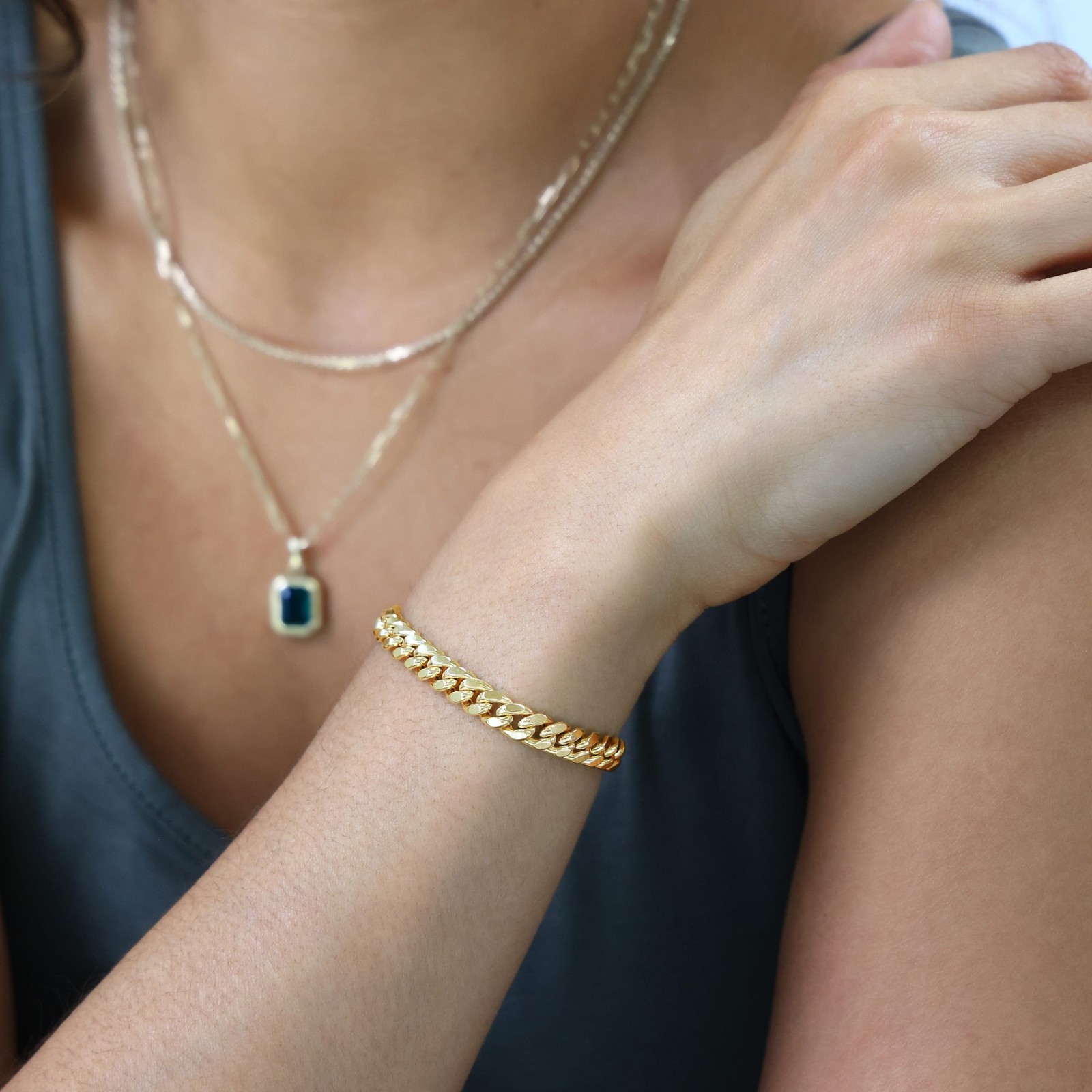 14K Yellow Gold 6.5mm Miami Cuban Link Chain Bracelet Mens Womens 7" 8" 9"