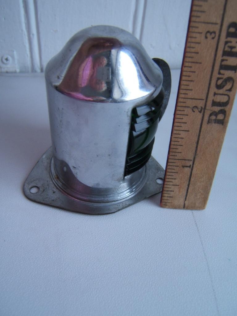 VINTAGE SMALL CHROMED RED & GREEN GLASS BOAT LIGHT NON-WORKING