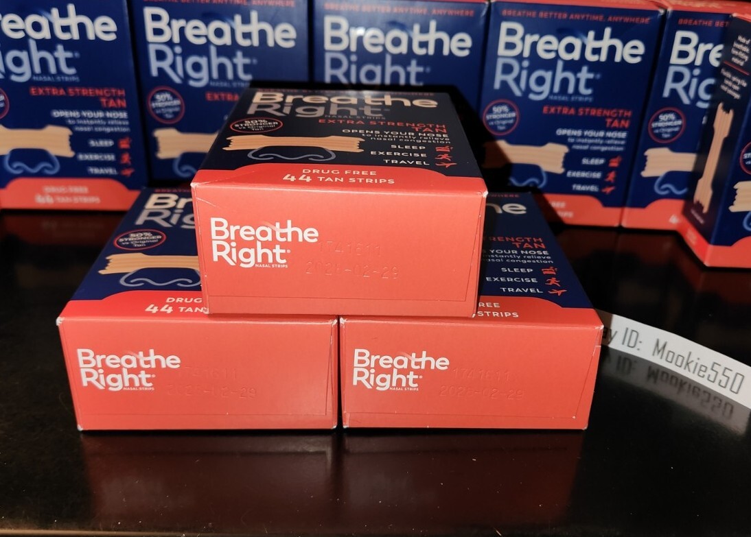 EXP 2028+! (132ct) 3 Boxes X 44ct Breathe Right Extra Strength TAN Nasal Strips